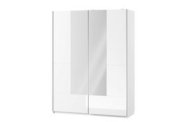 Dulap din pal si MDF, cu 2 usi glisante si oglinda Gabrielle 30 Alb, l164xA63xH216 cm