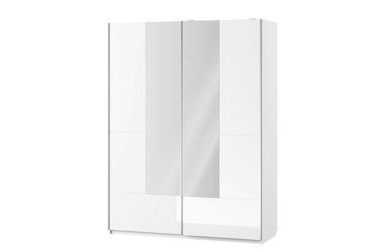 Dulap din pal si MDF, cu 2 usi glisante si oglinda Gabrielle 30 Alb, l164xA63xH216 cm