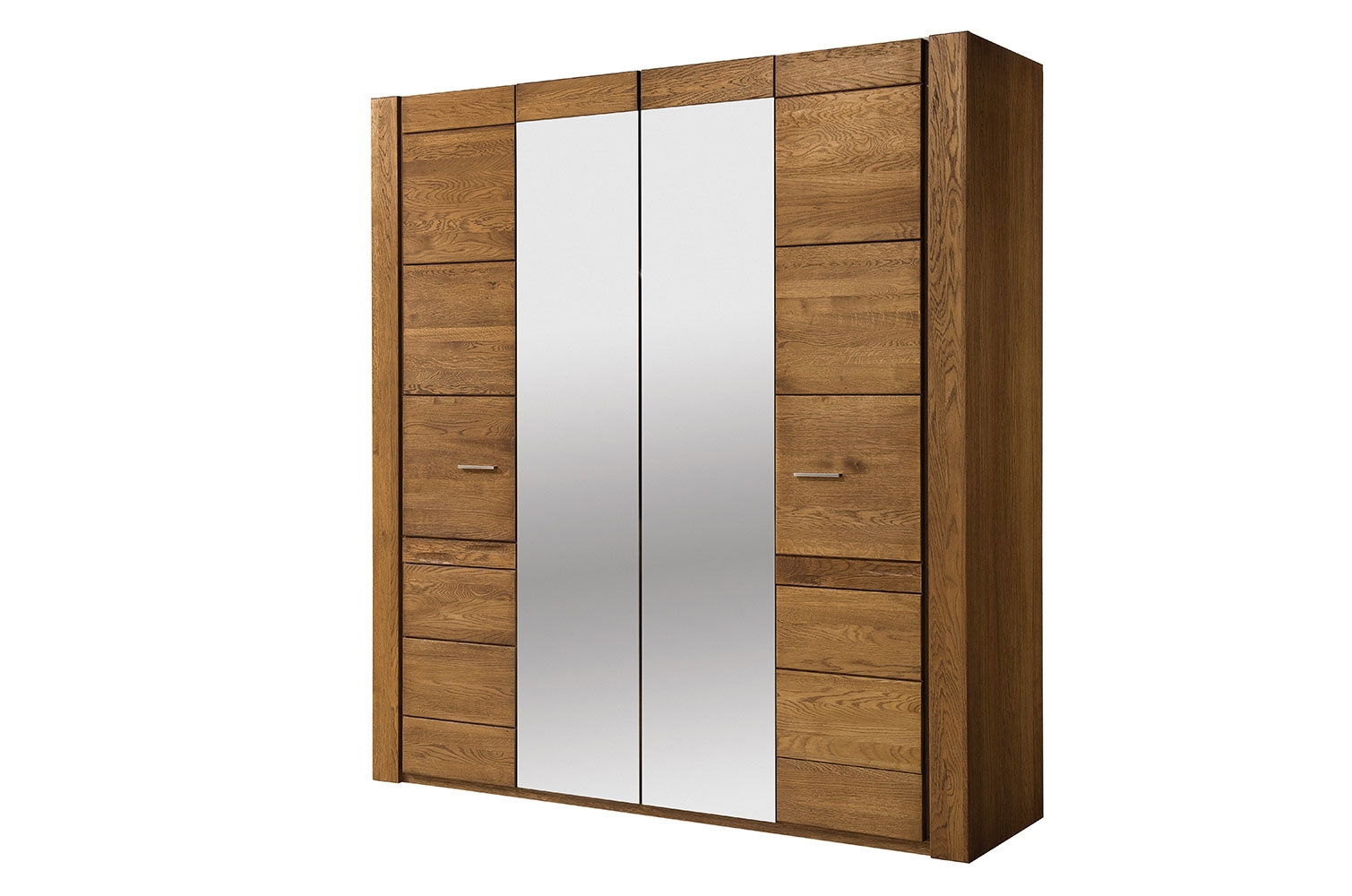 Dulap din furnir si pal, cu 4 usi si oglinda Velvet 77 Stejar Rustic, l205xA60xH225 cm