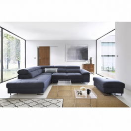 Coltar Casto Extensibil cu Arcuri Ondulate si Spuma Poliuretanica HR, Sezlong pe Stanga, Suprafata de Dormit 193x125 cm, cu Lada de Depozitare, Tetiere Reglabile, l285xA237xH78 cm