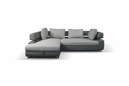 Coltar Pama Extensibil cu Arcuri Ondulate si Spuma Poliuretanica, Sezlong pe Stanga, Suprafata de Dormit 222x150 cm, cu Lada de Depozitare, Perne Incluse, l270xA190xH72 cm