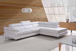 Coltar Luther Extensibil cu Arcuri Ondulate si Spuma Poliuretanica, Sezlong pe Dreapta, Suprafata de Dormit 200x125 cm, cu Lada de Depozitare, Cotiera si Tetiere Reglabile, l275xA225xH71 cm