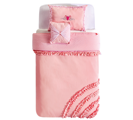 Set cuvertura reversibila pat copii si 1 perna decorativa Rosa Pink