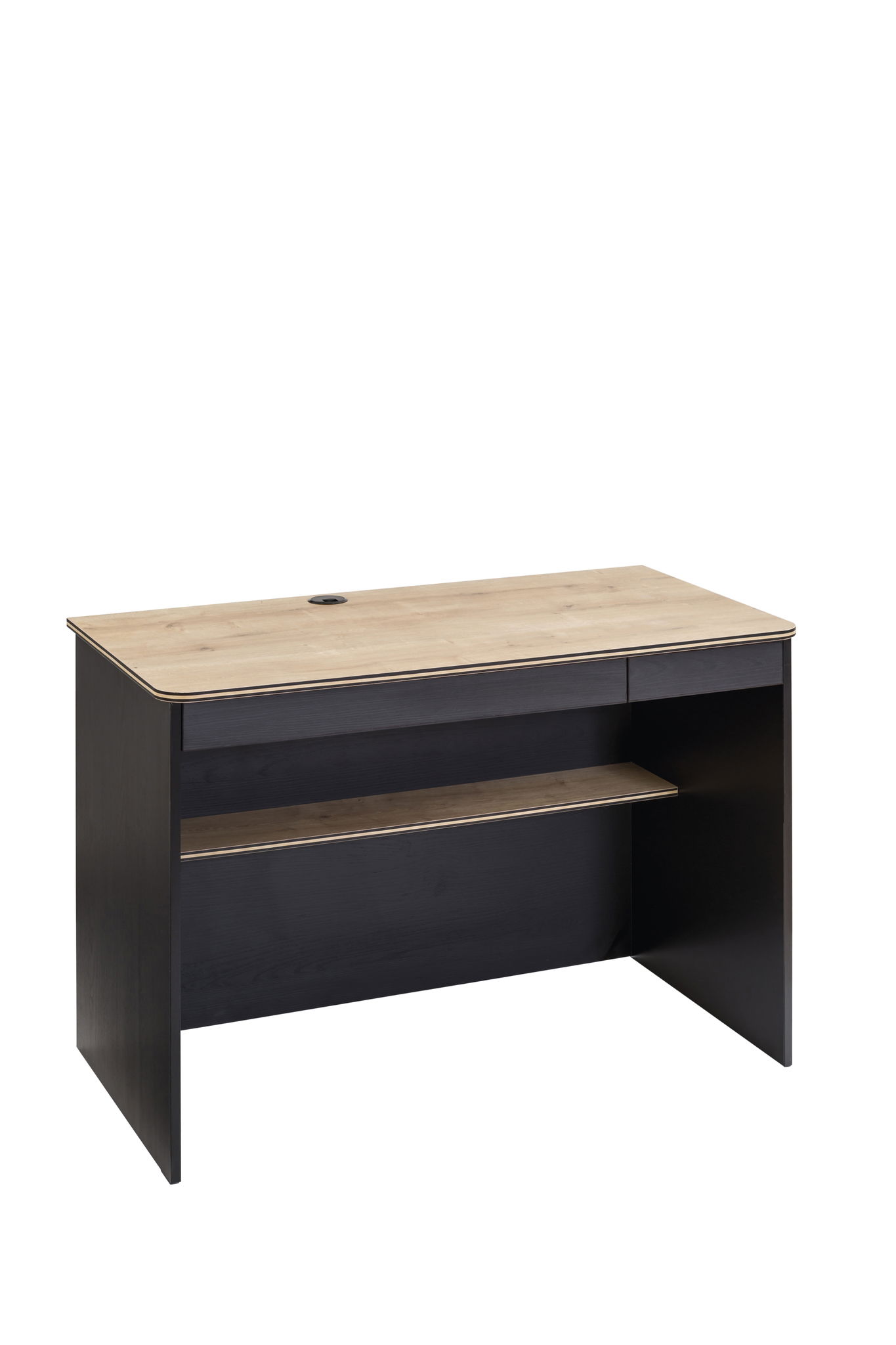 Masa de birou din pal, pentru tineret Blacky Black / Nature, L110xl58xH75 cm