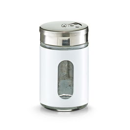 Recipient pentru condimente Visual, inox si sticla, White 90 ml, Ø 5xH8,5 cm