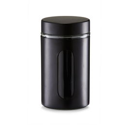 Recipient pentru depozitare Visual II, metal si sticla, Black 900 ml, Ø 10,2xH18 cm