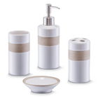 Set 4 accesorii pentru baie din ceramica, Beige / Brown
