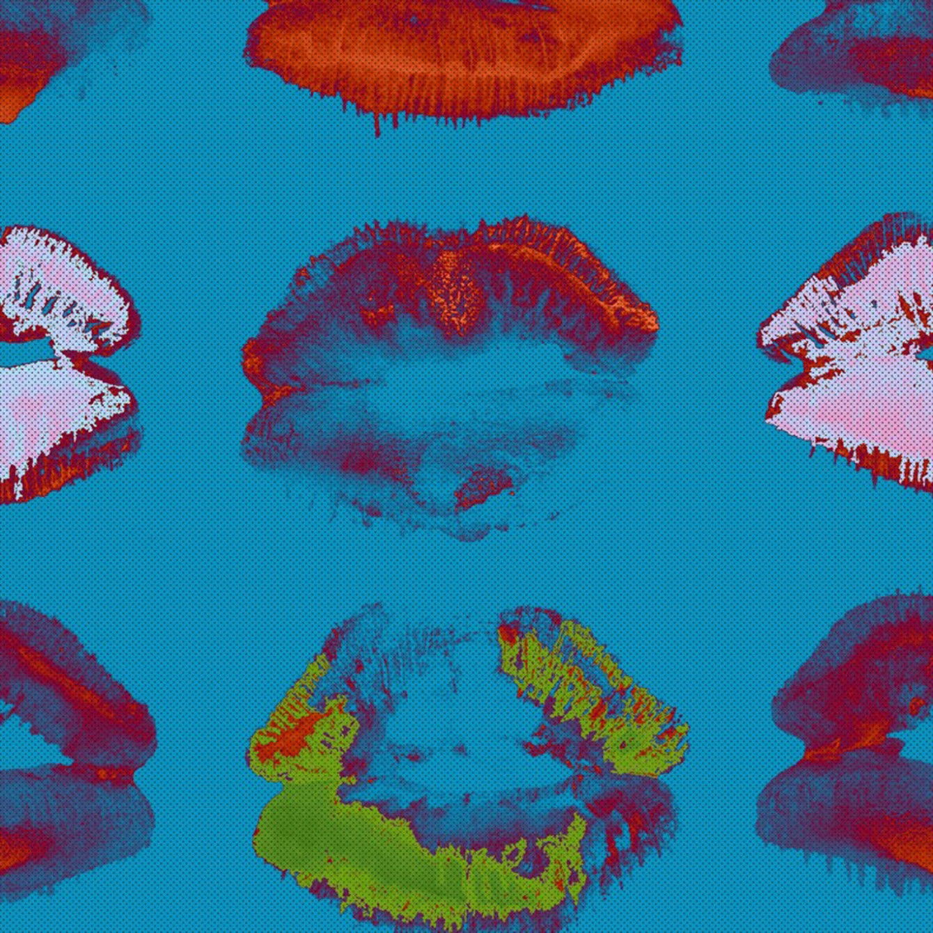 Set 3 role Tapet Imprimat Digital Neon Kiss Blue