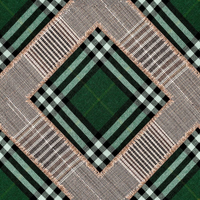 Set 3 role Tapet Imprimat Digital Checkered Patchwork British Green