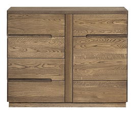 Comoda din lemn si furnir, cu 4 sertare si 1 usa Negro 44 Stejar Rustic, l108xA42xH87 cm