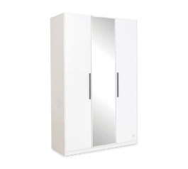 Dulap din pal cu 3 usi si oglinda, pentru tineret White, l135xA54xH209 cm