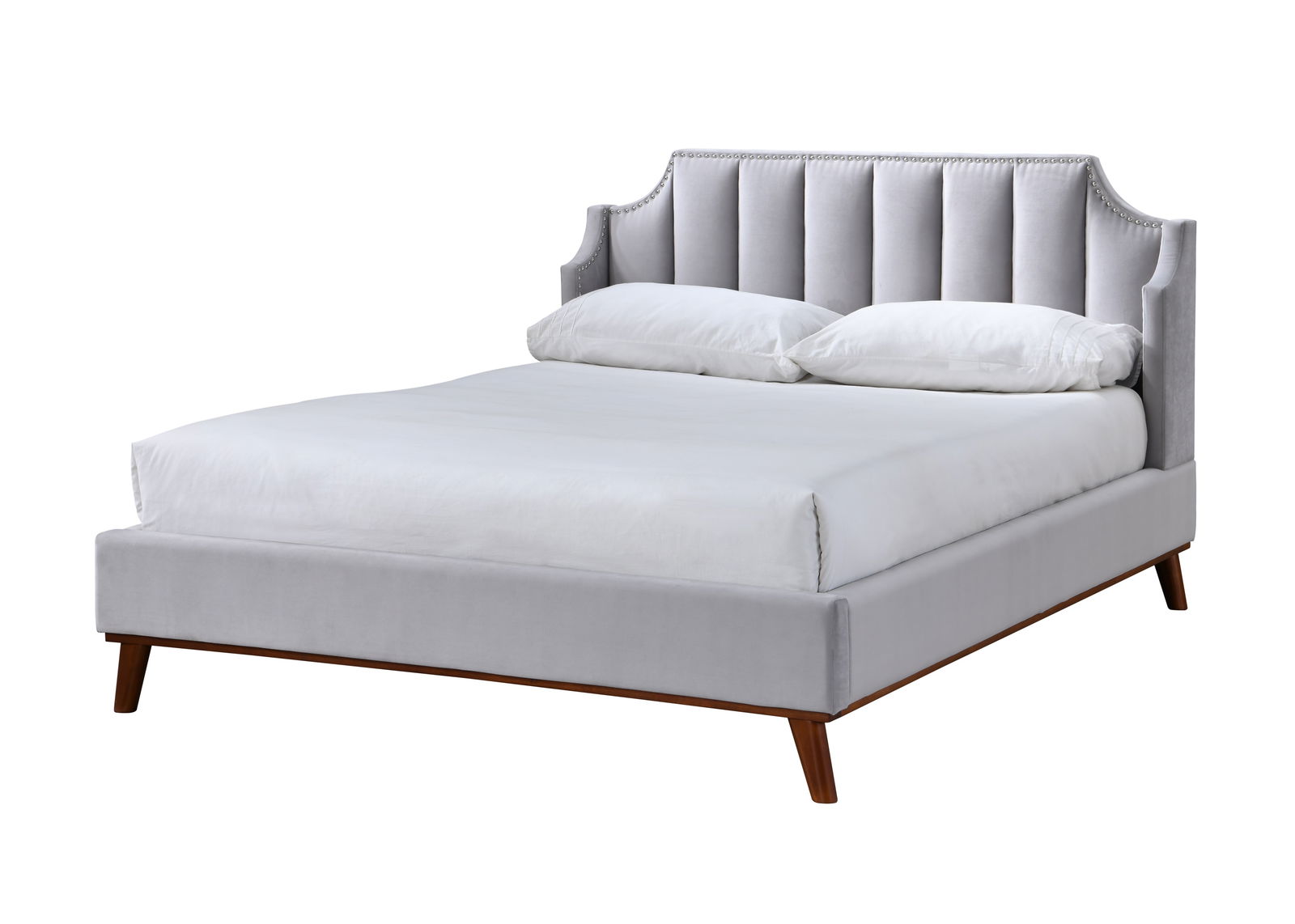 Pat tapitat cu stofa Windsor II Light Grey, 200x160 cm