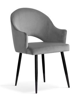 Scaun tapitat cu stofa si picioare metalice Goda Velvet Gri / Negru, l54xA58xH87 cm