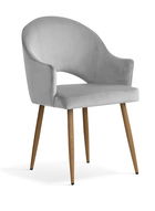 Scaun tapitat cu stofa, cu picioare metalice Goda Velvet Argintiu / Stejar, l54xA58xH87 cm