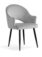 Scaun tapitat cu stofa si picioare metalice Goda Velvet Argintiu / Negru, l54xA58xH87 cm