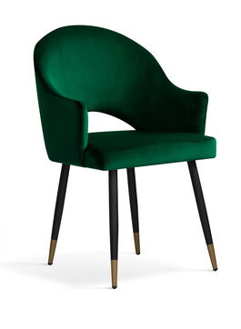 Scaun tapitat cu stofa si picioare metalice Goda Velvet Verde / Negru / Auriu, l54xA58xH87 cm