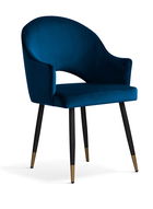 Scaun tapitat cu stofa si picioare metalice Goda Velvet Bleumarin / Negru / Auriu, l54xA58xH87 cm