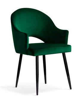 Scaun tapitat cu stofa si picioare metalice Goda Velvet Verde / Negru, l54xA58xH87 cm