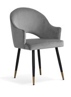Scaun tapitat cu stofa si picioare metalice Goda Velvet Gri / Negru / Auriu, l54xA58xH87 cm