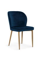 Scaun tapitat cu stofa si picioare metalice Aine Velvet Bleumarin / Stejar, l54xA61xH87 cm