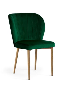 Scaun tapitat cu stofa si picioare metalice Shelly Velvet Verde / Stejar, l58xA63xH86 cm