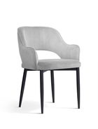 Scaun tapitat cu stofa si picioare metalice Mercy Velvet Argintiu / Negru, l53xA60xH79 cm