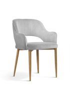 Scaun tapitat cu stofa si picioare metalice Mercy Velvet Argintiu / Stejar, l53xA60xH79 cm