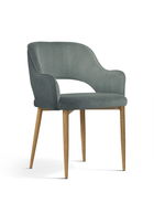 Scaun tapitat cu stofa si picioare metalice Mercy Velvet Gri / Stejar, l53xA60xH79 cm