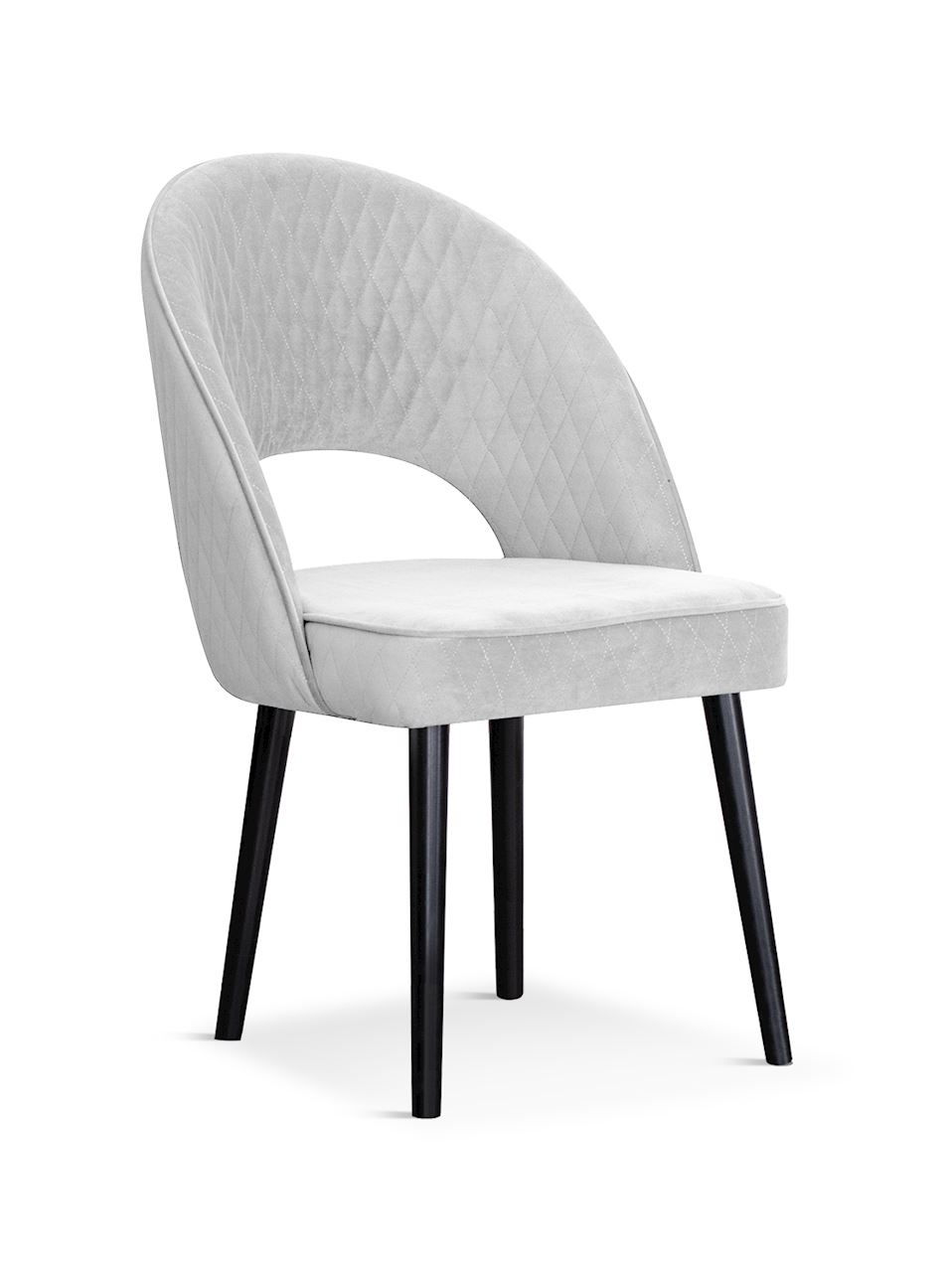 Scaun tapitat cu stofa si picioare metalice Ponte Velvet Argintiu / Negru, l56xA63xH89 cm