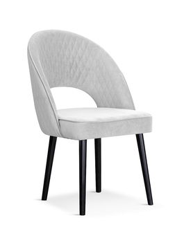 Scaun tapitat cu stofa si picioare metalice Ponte Velvet Argintiu / Negru, l56xA63xH89 cm