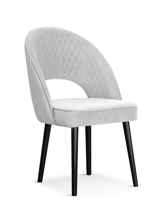 Scaun tapitat cu stofa si picioare metalice Ponte Velvet Argintiu / Negru, l56xA63xH89 cm