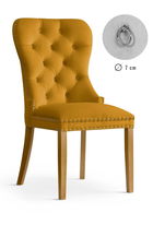 Scaun tapitat cu stofa si picioare din lemn Madame Velvet Mustariu / Stejar, l51xA63xH99 cm