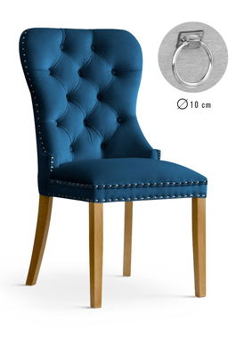 Scaun tapitat cu stofa si picioare din lemn Madame II Velvet Bleumarin / Stejar, l51xA63xH99 cm