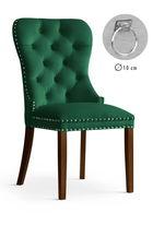 Scaun tapitat cu stofa si picioare din lemn Madame II Velvet Verde / Nuc, l51xA63xH99 cm