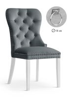 Scaun tapitat cu stofa si picioare din lemn Madame II Velvet Gri / Alb, l51xA63xH99 cm