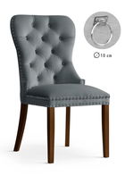 Scaun tapitat cu stofa si picioare din lemn Madame II Velvet Gri / Nuc, l51xA63xH99 cm