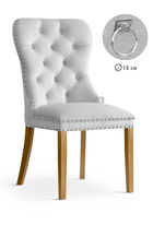 Scaun tapitat cu stofa si picioare din lemn Madame II Velvet Argintiu / Stejar, l51xA63xH99 cm