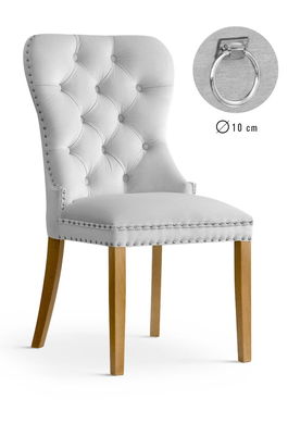 Scaun tapitat cu stofa si picioare din lemn Madame II Velvet Argintiu / Stejar, l51xA63xH99 cm