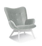 Fotoliu fix tapitat cu stofa, cu picioare din lemn Cherub Silver / White, l79xA91xH93 cm