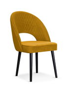 Scaun tapitat cu stofa si picioare metalice Ponte Velvet Mustariu / Negru, l56xA63xH89 cm