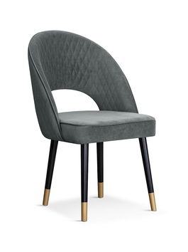 Scaun tapitat cu stofa si picioare metalice Ponte Velvet Gri / Negru / Auriu, l56xA63xH89 cm