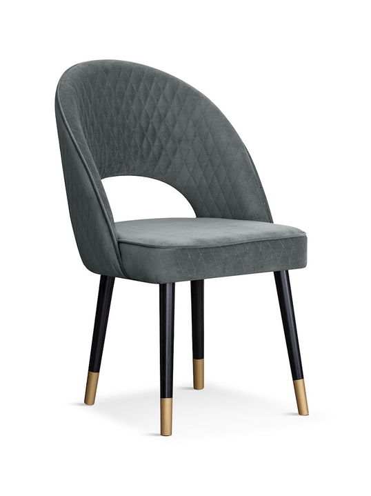 Scaun tapitat cu stofa si picioare metalice Ponte Velvet Gri / Negru / Auriu, l56xA63xH89 cm