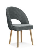 Scaun tapitat cu stofa si picioare metalice Ponte Velvet Gri / Stejar, l56xA63xH89 cm