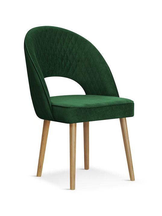 Scaun tapitat cu stofa si picioare metalice Ponte Velvet Verde / Stejar, l56xA63xH89 cm