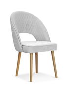 Scaun tapitat cu stofa si picioare metalice Ponte Velvet Argintiu / Stejar, l56xA63xH89 cm