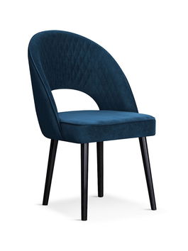 Scaun tapitat cu stofa si picioare metalice Ponte Velvet Bleumarin / Negru, l56xA63xH89 cm
