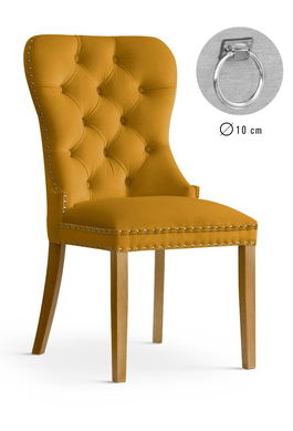 Scaun tapitat cu stofa si picioare din lemn Madame II Velvet Mustariu / Stejar, l51xA63xH99 cm