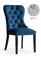 Scaun tapitat cu stofa si picioare din lemn Madame II Velvet Bleumarin / Negru, l51xA63xH99 cm