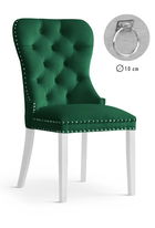 Scaun tapitat cu stofa si picioare din lemn Madame II Velvet Verde / Alb, l51xA63xH99 cm