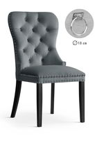 Scaun tapitat cu stofa si picioare din lemn Madame II Velvet Gri / Negru, l51xA63xH99 cm